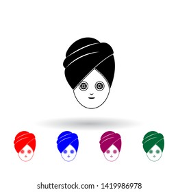 mask on the girl's face illustration multi color icon. Elements of spa set. Simple icon for websites, web design, mobile app, info graphics