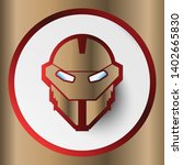 Mask on a gold background, vector illustration. Metal mask