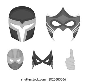 Mask on the head and eyes. Super Hero Mask set collection icons in monochrome style vector symbol stock illustration web.