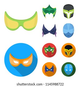 Mask on the head and eyes. Super Hero Mask set collection icons in cartoon,flat style vector symbol stock illustration web.