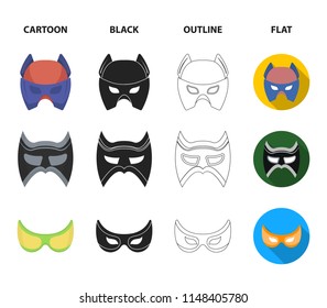 Mask on the head and eyes. Super Hero Mask set collection icons in cartoon,black,outline,flat style vector symbol stock illustration web.