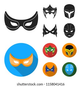 Mask on the head and eyes. Super Hero Mask set collection icons in black,flat style vector symbol stock illustration web.