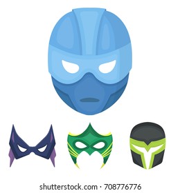 Mask on the head and eyes. Super Hero Mask set collection icons in cartoon style vector symbol stock illustration web.