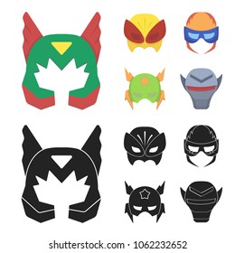 Mask on the head, helmet.Mask super hero set collection icons in cartoon,black style vector symbol stock illustration web.