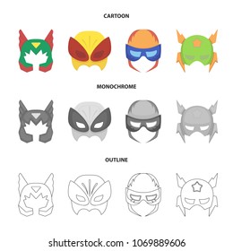 Mask on the head, helmet.Mask super hero set collection icons in cartoon,outline,monochrome style vector symbol stock illustration web.
