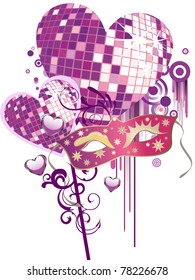 mask on mirror hearts - vector