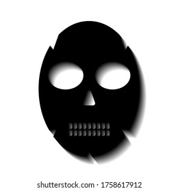 Máscara sobre fondo blanco y sombra negra, signo para diseño, ilustración vectorial