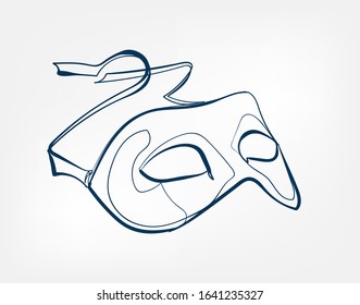 mask one line vector isolated design element