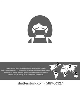 Mask over mouth vector icon Sick man 
