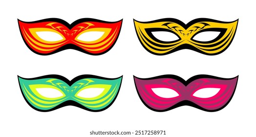 mask party carnival for face flat design colourfull made by coreldraw