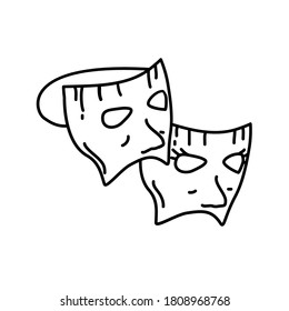 Mask Party Icon. Doddle Hand Drawn or Black Outline Icon Style