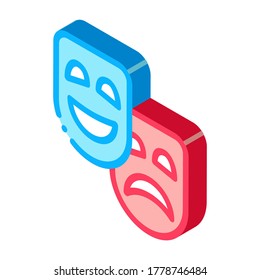 Mask People Emotions Icon Vector. Isometric Mask People Emotions Sign. Color Isolated Symbol Illustration