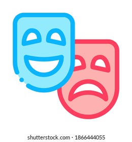 Mask People Emotions Icon Vector. Outline Mask People Emotions Sign. Isolated Contour Symbol Illustration