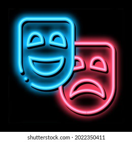 Mask People Emotions neon light sign vector. Glowing bright icon Mask People Emotions Sign. transparent symbol illustration