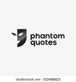 mask phantom and quotes logo design. Vector icon illustration inspiration with EPS 10. unique icon black and white version