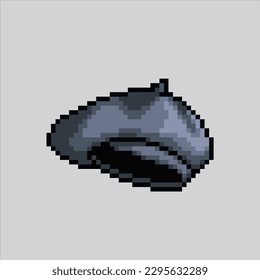 Mask pixel art artist hat.Grey Artist Hat pixelated design for logo, web, mobile app, badges and patches.
Video game sprite. 8-bit. Isolated vector illustration.