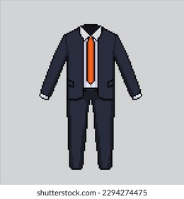 Mask pixel art suit. grey pixelated suit jacket coat design for logo, web, mobile app, badges and patches.
Video game sprite. 8-bit. Isolated vector illustration.
