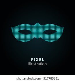 Mask - pixel icon. Vector Illustration. Design logo element. Isolated on black background. It is easy to change to any color.