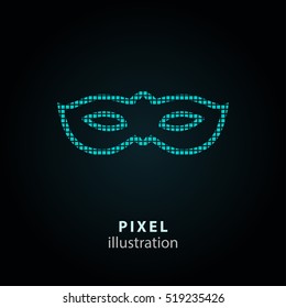 Mask - pixel icon. Vector Illustration. Design logo element. Isolated on black background. It is easy to change to any color.