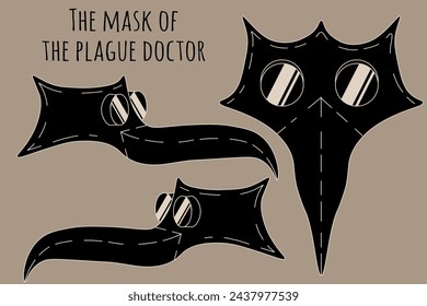 Mask Plague Doctor. Raven scary mask. Vector illustration can used Halloween web design. EPS 10 Editable stroke 