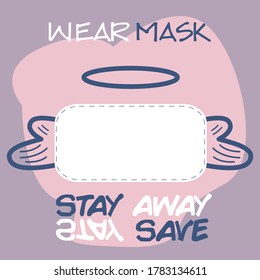 mask poster stay away avoid corona virus, attention for using mask