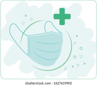 mask protect bacteria Light blue vector