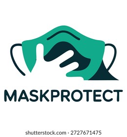 Mask protect vector logo template featuring hand symbol ideal for medical safety design clean protective branding and health oriented graphic identity use