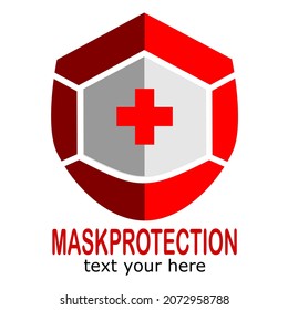 ilustración de la plantilla del logotipo vectorial de protección de máscaras.Este logotipo es adecuado para medicamentos