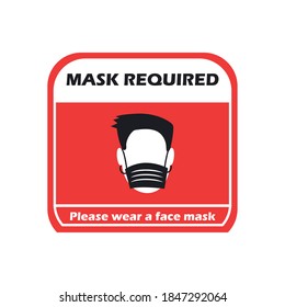Mask required design man using facemask in road sign of Covid 19 virus theme Vector illustration