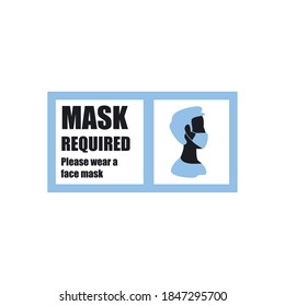 Mask required design man using facemask in road sign of Covid 19 virus theme Vector illustration