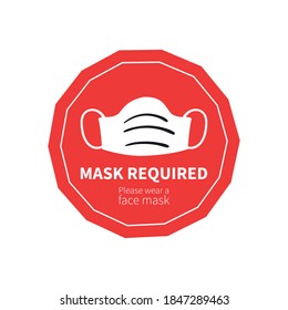 Maske erforderlich mit Gesichtsmaske im Straßenschilderdesign des Covid-19-Virus Vektorgrafik