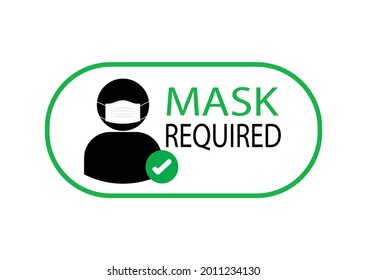 Mask required human icon vector isolated on white background.Wear a mask for protective spread risk of transmission Covid-19.coronavirus prevention concept.