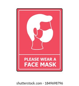 máscara marca cuadrada requerida marca de etiqueta con hombre que lleva máscara facial diseño de ilustración vectorial