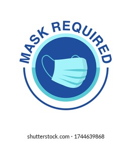 Mask required warning prevention sign - virus protection face mask in circular frame - isolated vector stamp