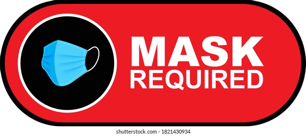 Maske erforderliches Warnschild - Silhouette mit Gesichtsmaske, abgerundeter rechteckiger Rahmen - einzelne Vektorgrafik