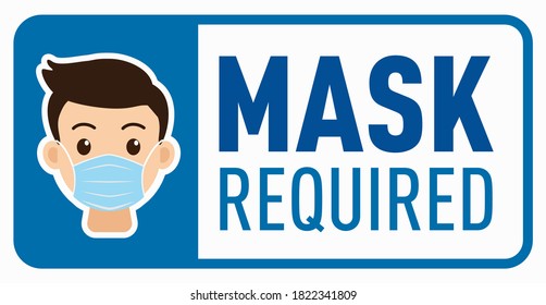 Máscara signo de prevención de aviso requerido, perfil humano con máscara facial en la imagen de información de vector aislada, rectangular redondeada