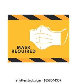 mask required yellow advertise label vector illustration design