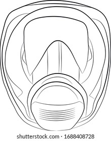 Mask respirator contour drawing illustration icon
