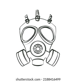 Mask with respirator gas mask in post-apocaly style icon. Protection against chemicals, sand and dust