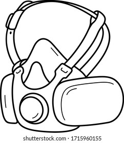 Mask respirator. Vector outline icon.