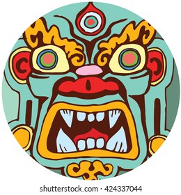 Mask. Retro hand drawn.