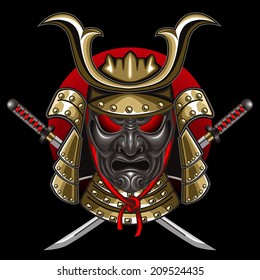 mask samurai with katana