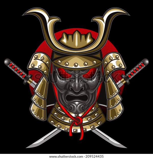 Mask Samurai Katana Stock Vector (Royalty Free) 209524435