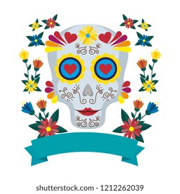 mask of the santa death with flowers