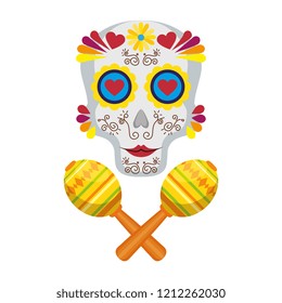 mask of the santa death with maracas