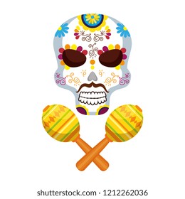 mask of the santa death with maracas