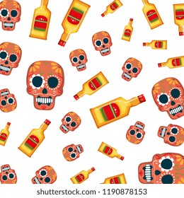 mask of the santa death and tequila pattern