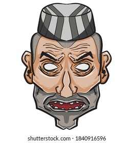 mask of a scary and evil bandit who escaped from prison