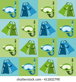 mask for scuba diving and fins