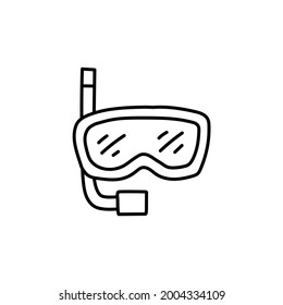 mask scuba icon, Diving icon in flat black line style, isolated on white background 